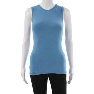 C&C California Women Basic Solid Blue Crew Neck Tank Size One Size